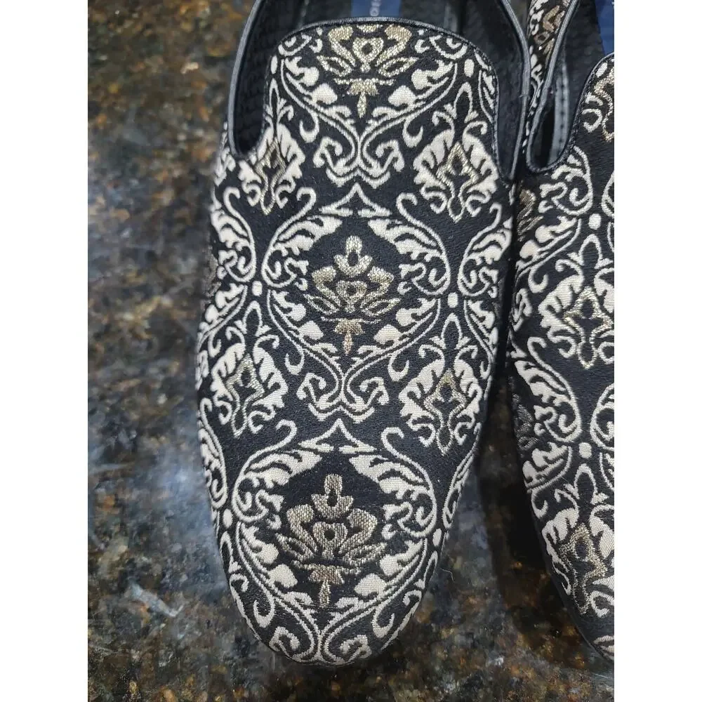 Giorgio Brutini Loafer Shoes Mens Size 11M Black Paisley Print Round Toe Slip On